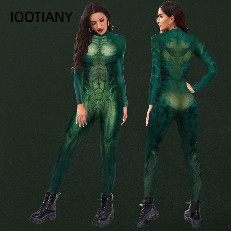 Sexy Green Alien Costume, Seamless Bodysuit Sexy Alien Outfit