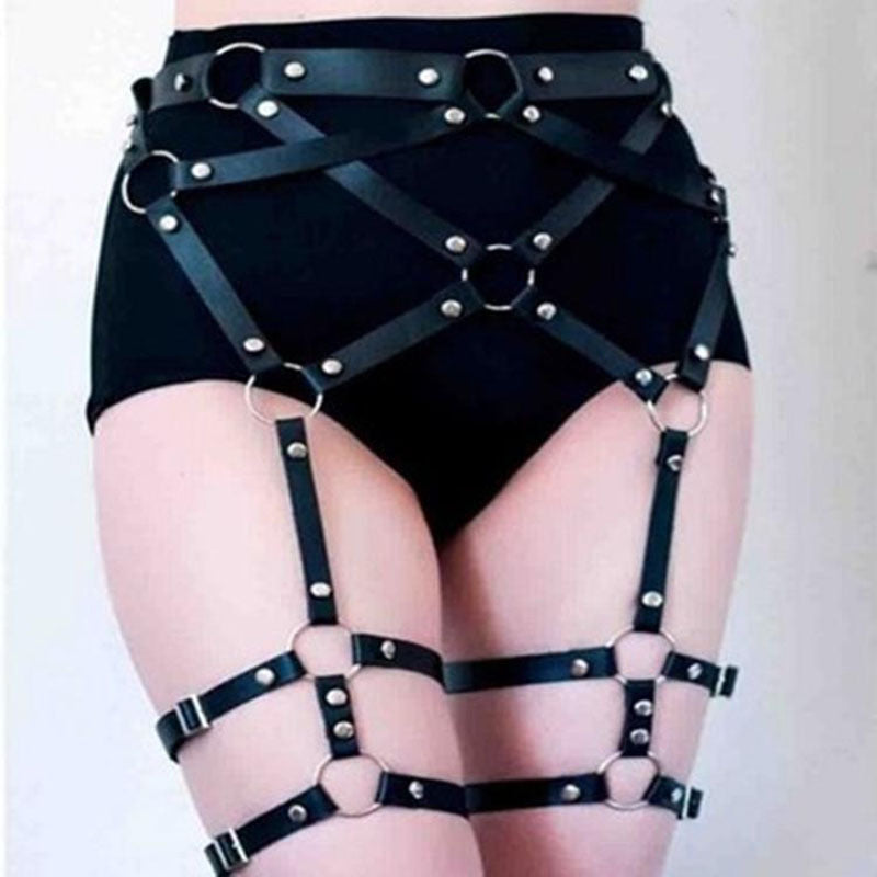 Belted Leather Thigh Loop Sexy Studded Belt