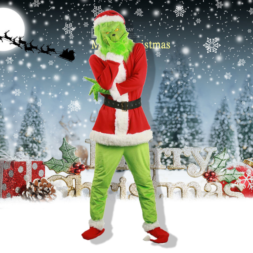 Christmas Costume Geek and Thief Green Grinch Costume Green Grinch Mask