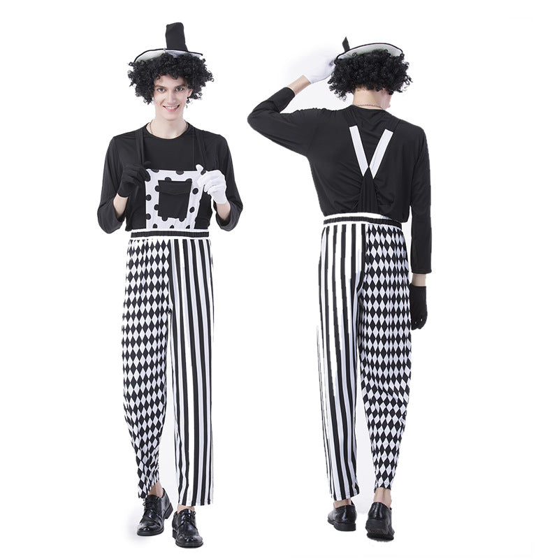 Halloween Clown Character Cosplay Black And White Plaid Clown