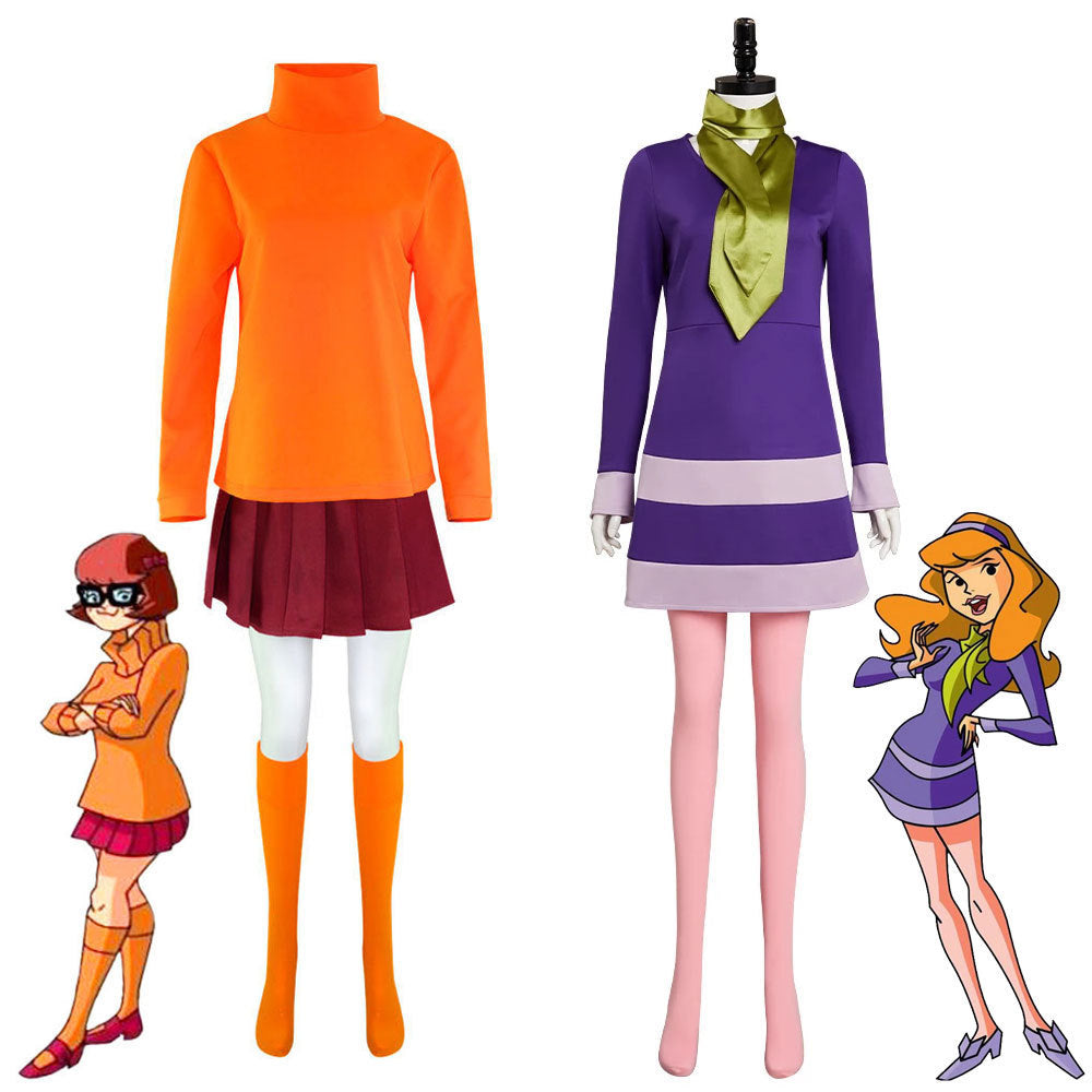 Scooby Doo Velma Skirt Cos Suit Daphne Halloween Cosplay